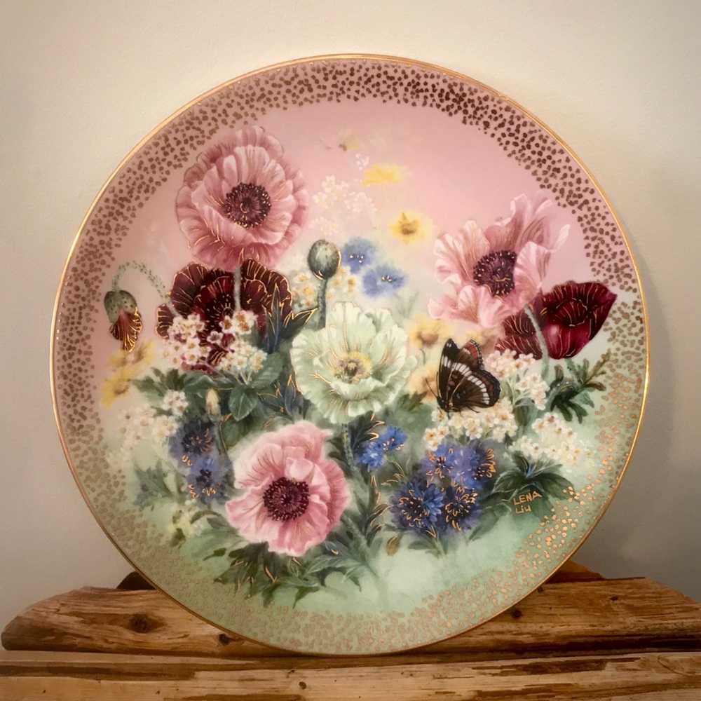 1991 Poppy Pastorale Plate by Lena Liu Collection